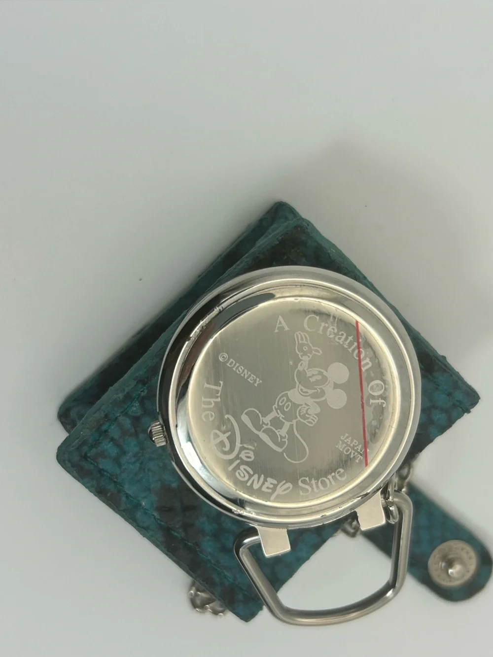 Disney Mickey Mouse Pocket Watch Teal Textured Pouch 1.5